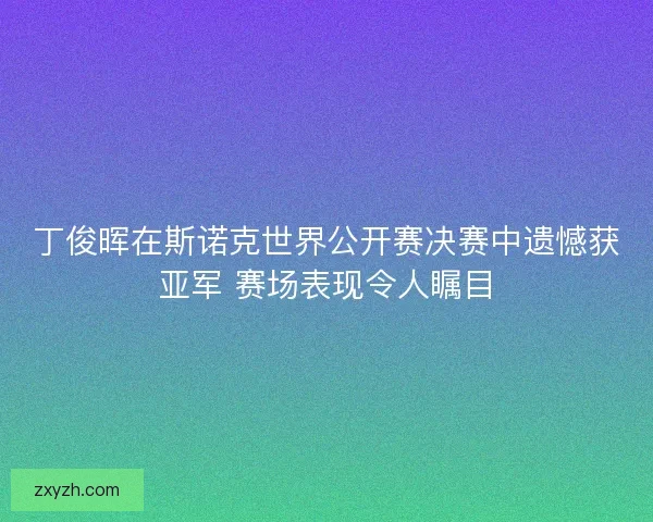 丁俊晖在斯诺克世界公开赛决赛中遗憾获亚军 赛场表现令人瞩目